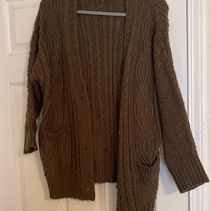 Olive Cardigan button down Large